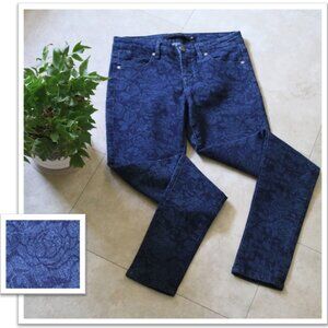 Harper Floral Denim Mid-Rise Skinny Jeans Style# wb10657 - Tonal Blue, Size 26